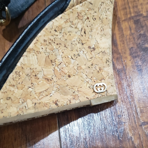 Gucci Wedge Sandals patent leather cork Wedge Size 9 - Picture 7 of 10